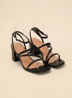 These low heels add a cool, modern edge to any outfit. With a square, open toe and a stylish block heel, these versatile sandals are a must-have for your summer wardrobe. The elegant strappy look will instantly elevate any look. Type: Sandals Pattern type: Solid Style: Chic Toe: Square, open toe Heel height: Low heels Heel shape: Block heels Material: Synthetic Imported Low Sandal Heels, Heels With Small Heel, Prom Heels Low, Open Shoes, Small Heels, Black Heels Low, Trendy Heels, Block Sandals, Short Heels