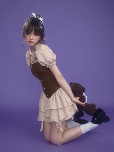 ❤︎Fairy Puff Sleeve Ire Hem Tiered Dress❤︎ Puff Sleeves Outfit, Puffy Sleeves Dress, Frilly Shorts, Petite Models, Girly Pop, Bubble Sleeve, Brown Girl, Puffy Sleeves, Brown Dress