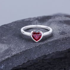 ABOUT THIS RING Heart Cut Lab Created Ruby Engagement Ring 925 Sterling Silver Unique Ring Red Gemstone Ring Solitaire Ring Anniversary Gifts -------------------------------------------------------- 「Product Summary」 ◆ Metal Material: 925 Sterling Silver / Gold / Platinum ◆ Center Stone Stone: 1.0ct Lab Created Ruby Cut: 6*6mm Heart Cut ◆ Dimension Band width: 1.8mm ◆ More Information *Can be custom item *Rush orders are accepted *2~3 weeks for order length *14 days money back return policy (exc Sterling Silver Gemstone Rings For Valentine's Day, Heart Cut Sterling Silver Ruby Ring Gift, Sterling Silver Ruby Ring For Valentine's Day, Heart Cut Ruby Ring In Sterling Silver As Gift, Heart Cut Sterling Silver Ruby Ring, Valentine's Day Ruby Ring In Sterling Silver, Valentine's Day Sterling Silver Ruby Ring, Red Sterling Silver Heart-shaped Rings, Heart-shaped Red Sterling Silver Rings