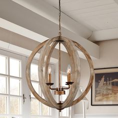 Create a breathtaking tableau for your entry ,kitchen, dining room, foyer, living room, even island table with this distinctly designed farmhouse orb wood globe chandelier. A contemporary balance of wood and metal gives it a dramatic open sphere design that reveals a 4 bulb candelabra base. This is a lighting fixture that comes in KD , but it wouldn't cost you too much time to assemble, available for dimmable control and come with a antique gold lamp body and vintage solid wood . this sphere cha Wood Chandelier Modern, Boho Entryway Light Fixture, Entrance Foyer Lighting, Chandelier Entryway Foyer, Modern Farmhouse Chandelier Dining Rooms, Round Chandelier Dining Room, Entryway Lights, Entry Light Fixture, Entry Way Lighting