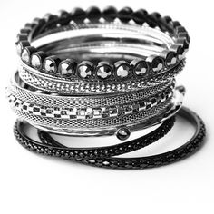 Bangle Set Crystal & Metallic Silver & Gunmetal Tone 10 Piece Bracelet Set In Various Widths And Styles From R.J. Graziano Go Glam Set Modern Contemporary Fashion Trend Hematite Crystals Hematite Crystals Bangle Bangle Bracelets Bangle Bracelet Set Fashion Trend Bangle Trend Fashion Trend 2024 Modern Contemporary Metallic Silver Gunmetal Crystal Bracelet Silver Bracelets Costume Jewelry Statement Jewelry R.J. Graziano R.J. Graziano Bangle Set Sparkle Glam Bling Textured Textured Bracelets Layeri Stackable Metal Bracelet Jewelry, Silver Jeweled Bangle Bracelet, Stackable Metal Bangle Beaded Bracelets, Stackable Metal Beaded Bangle Bracelets, Metal Stackable Beaded Bangle Bracelets, Stackable Metal Bangle Bracelets, Round Metal Beaded Bracelets For Party, Metal Bangle Bracelets With Jewels, Silver Metal Bracelets With Jewels