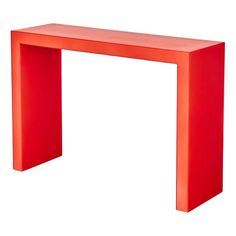 an orange console table on white background