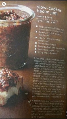 the recipe for slow - cooker bacon jam is shown in an article about how to make it