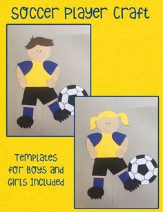 This product includes templates and step-by-step directions (with pictures) to make a girl or boy soccer player.  I hope you enjoy!  Please message me if you have any qeustions.  -Kendra Kendra's Kindergarten  Follow me on facebook for exclusive sneak peaks and freebies! Kendra's Kindergarten on Facebook Sports Crafts For Kids, Ball Activities, Soccer Crafts, Soccer Birthday Party, Sports Crafts, Soccer Birthday Parties, Crafts For Kids Diy, Soccer Birthday