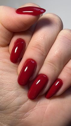 Red Gel Nails, Kutek Disney, Wine Nails, Maroon Nails, Red Acrylic Nails, Casual Nails, Red Nail Designs, Red Nail Polish, Soft Nails