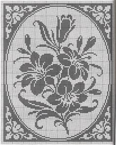 a cross stitch pattern with flowers and leaves