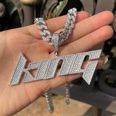 ANNOUNCEMENT: Custom processing times are now faster!All customs are done within 3-4 weeks! Attention: If you think to place a custom order, that's the perfect time. The processing times may increase more soon! ---------- Colors : Silver / Gold / Rose Gold / Top Silver Bottom Gold / Top Silver Bottom RoseMaterial : 18K Gold Plated & Rhinestones and DiamondsMetal : BrassBail Size : Can fit up to 14mm chain.Back : SOLID Back ✓ Heavy✓ Two Layers✓ Satisfaction Guarantee✓ Fastest Processing Times✓ VV Customized Silver Cuban Link Jewelry, Custom Silver Necklaces, Rose Gold Top, Luxury Font, Jewelry Name, Custom Pendants, Necklace Pendants, Gold Top, Custom Name Necklace