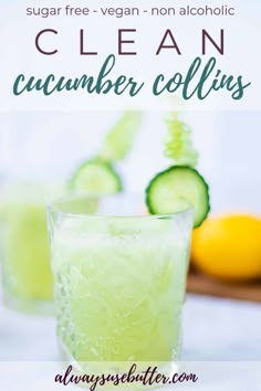 a glass filled with cucumber and lemon juice