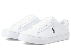 Polo Ralph Lauren Kids Sayer (Big Kid) - Kid's Shoes : White Tumbled/Grey/Navy Pony Player : The versatile Polo Ralph Lauren Kids Sayer sneakers offer a remarkable addition to your staple styles. Synthetic upper. Textile lining and insole. Lace-up closure. Contrasting brand logo on the side. Brand lettering on the back heel. Round toe design. Synthetic outsole. Imported. Measurements: Weight: 10 oz Product measurements were taken using size 3.5 Big Kid, width M. Please note that measurements may Sports Lace-up Skate Shoes With Embroidered Logo, Urban High-top Sneakers With Embroidered Logo, Classic Sneakers With Embroidered Logo And Round Toe, Sporty Mid-top Sneakers With Embroidered Logo, Mid-top Sneakers With Embroidered Logo And White Sole, Sporty High-top Sneakers With Embossed Logo And White Sole, Classic Sneakers With Embroidered Logo And White Sole, Sporty Skate Shoes With Embroidered Logo, Sporty High-top Sneakers With Embroidered Logo