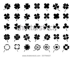 four leaf clover silhouettes for st patrick's day or saint patrick's day