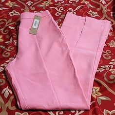 New With Tags Size Medium Stretch Dress Pants For Spring, Casual Bottoms For Spring, New With Tags, Stretch Straight Dress Pants For Spring, Fitted Pants For Spring Day Out, High-waisted Pink Dress Pants For Spring, Pink High-waisted Dress Pants For Spring, High Waist Pink Dress Pants For Spring, Casual Pink Dress Pants For Summer, Fitted Pink Dress Pants For Summer