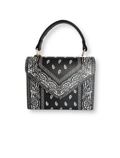 The Bandana Print Crossbody Bag is smooth and soft when touch. You can wear The Bandana Print Handbag either crossbody or by detaching its metal string to use as hand held bag. You can also rock it as both. Bandana Purse, Black And White Bandana, White Bandana, Blue Perfume, Bag Women Fashion, Women Bags Fashion, Bandana Print, Black Purses, Printed Bags