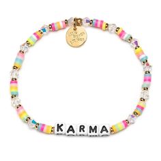 Karma is my boyfriend and also my new favorite accessory. You and the Karma bracelet are guaranteed to vibe like that. Set Kindness in Motion The cycle of kindness starts with you. It’s why each of our bracelets has a trackable ID tag, so you can one day pass it on and pay its meaning forward. Connect your bracelet to get started! Elastic Beaded Bracelets, Colorful Beaded Bracelets, Karma Is My Boyfriend, Little Words Project, Queen Energy, Karma Bracelet, Preppy Bracelets, Word Bracelet, Target Style