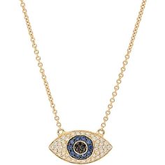 Sofer Jewelry - Evil Eye Necklace in 14K Yellow Gold Yellow Gold Diamond Necklace For Evening, Diamond Gemstone Necklace For Evening, Fine Jewelry Diamond Necklace With Gemstones For Evening, Evening Diamond Gemstone Necklace, Evening Diamond Necklace With Gemstone In Fine Jewelry Style, Refined Jewelry With Pave Setting For Gift, Timeless Formal Jewelry With Diamond Eyes, Exquisite Jewelry With Pave Setting For Evening, Exquisite Evening Jewelry With Pave Setting