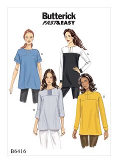 two women's tops and one woman's blouse sewing pattern, butterick fast easy