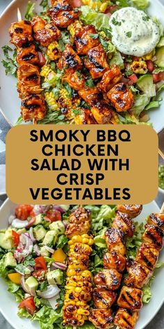 Bring bold flavors to your table with this Smoky BBQ Chicken Salad 🥗🔥! Loaded with tender BBQ chicken, crisp veggies, and a tangy dressing, this salad is the perfect balance of smoky and fresh. Ideal for lunch, dinner, or meal prep, this hearty salad will keep you coming back for more. Quick, healthy, and oh-so-delicious! 🕒✨ Try it today and elevate your salad game. #BBQChickenSalad #HealthyRecipes #QuickMeals #MealPrep #SaladInspiration 💚