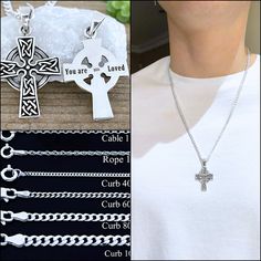 "A modern look with a sophisticated feel and special meaning, this cross pendant is also a meaningful expression of faith. Crafted of Sterling Silver precious metal, this cross features fancy edges and a polished shine. Cast using 100% sterling silver, no pewter, nickel or lead was used to create this piece, buy with peace of mind. DON'T LOSE IT, save it to revisit it later by Pint it or E-mail it . Big collection men's Necklaces http://etsy.me/1DwrNLc . Great collection of Crosses this link htt Fancy Edges, Celtic Cross Necklace, Engraved Cross, Mens Cross Necklace, Men's Necklaces, Sterling Silver Cross Necklace, Niagara Falls Ny, Mens Crosses, Necklace Elegant