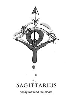 the sagit tarius logo with an eye and arrow on it's side