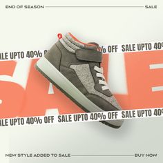 a pair of sneakers on sale with the end of season up to 40 % off