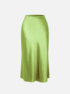 Chic Satin Maxi Skirt For Summer, Chic Summer Satin Maxi Skirt, Summer Silk Skirt In Solid Color, Solid Color Silk Skirt For Summer, Chic Stretch Satin Skirt, Solid Satin Skirt For Summer, Solid Silk Skirt For Spring, Spring Satin Skirt For Night Out, Chic Solid Satin Skirt