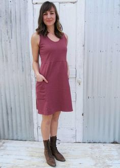 "This cute dress has a comfortable relaxed fit. The casual fit is perfect for dressing up or down. Great for teachers! It layers beautifully, and looks cute with a shirt under it or a jacket over it. Or, you can order it with mid or long sleeves to get more coverage. * Short Sleeveless Dress * Scoop neck * Two side pockets * 38\" from shoulder to hem (can be customized) COLOR Pictured in Clay. See images and drop-down menu for all color options. SIZES Made to order in sizes XS-3X or Custom. See Casual Mid-length Cotton Dress, Casual Cotton Loungewear Dress, Casual Loungewear Dress With Relaxed Fit, Casual Relaxed Fit Dress For Loungewear, Comfortable Sleeveless Spring Dresses, Casual Sleeveless Relaxed Fit Dress, Comfortable Dresses With Relaxed Fit For Daywear, Comfortable Relaxed Fit Dress For Daywear, Comfortable Daywear Dress With Relaxed Fit