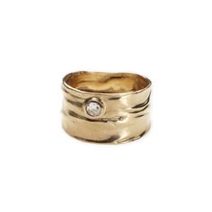 The Atol Ring features an organic, wide 14k gold band with a bezel set rose cut diamond. Unisex Engagement Rings, Wide Band Diamond Rings, Ring Redesign, Lost Wax Jewelry, Wide Gold Ring, Redesign Ideas, Alternative Wedding Bands, Leather Pearl Necklace, Shiny Rings