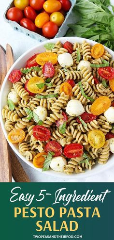 pasta salad with tomatoes, mozzarella and basil