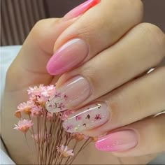 Makeup | Acrylic Medium Almond Tip Soft Feminine Floral Pink Manicure Nail Professional | Poshmark Manicure Tips, Spring Nail Art, Easter Nails, Stick On Nails, Floral Nails, Cute Nail, Flower Nails