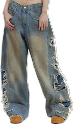 Light Wash Grunge Jeans For Fall, Grunge Cargo Jeans For Spring Streetwear, Trendy Distressed Relaxed Fit Flare Jeans, Spring Ripped Blue Cargo Jeans, Grunge Distressed Pants For Spring, Trendy Festival Denim Pants, Trendy Faded Pants With Frayed Hem, Trendy Denim Pants For Festivals, Trendy Denim Festival Pants