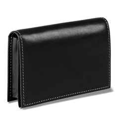 An elegantly streamlined leather business card holder. Our full-grain leather card wallet can hold up to 40 business cards. (You can alternately carry up to 20 plastic cards, plus your ID.) A Levenger Heritage Product—true classics never go out of style. Add a monogram for a personal touch.