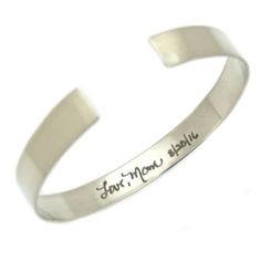 Sterling silver actual handwriting bracelet for men. Personalized mens cuff bracelet. Take a look at the perfect personalized gift for your cousin or any special man in your life - a meticulously crafted men's bracelet. Ideal for Father's Day or any occasion, this sterling silver cuff stands out with a signature engraving, adding a touch of sophistication to a meaningful and cherished present. Best gift ideas for men, one-of-a-kind personalized jewelry.  Personalized elegant, minimalist style, c Father's Day Name Bracelet With Engraved Text, Adjustable Engraved Name Bracelet For Anniversary, Adjustable Engraved Name Bracelet For Anniversary Gift, Minimalist Engraved Name Bracelet For Father's Day, Personalized Minimalist Bracelets For Father's Day, Personalized Minimalist Name Bracelet For Father's Day, Father's Day Gift Bracelets With Engraved Text, Father's Day Bracelet With Engraved Text As Gift, Father's Day Gift Bracelet With Engraved Text