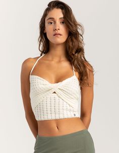 Roxy Venice Knit Tube Top. Crafted With Soft And Stretchy Knit Fabric, This Tube Top Offers Both Comfort And A Flattering Fit. Featuring Straps That Tie Around The Neck, It Provides Adjustable Support And A Customized Look. Metal Badge Branding. Cropped Fit. 56% Cotton, 38% Acrylic, 5% Elastane, 1% Nylon. Machine Wash. Imported. Model Is Wearing A Size Small. Model Measurements:height: 5'8" Bust: 34"waist: 25"hips: 37.5" Thick Heels Pumps, Knit Tube Top, Womens Halter Tops, Summer Crop Tops, Slingbacks, Really Cute Outfits, Heels Pumps, Thick Heels, Knitting Women