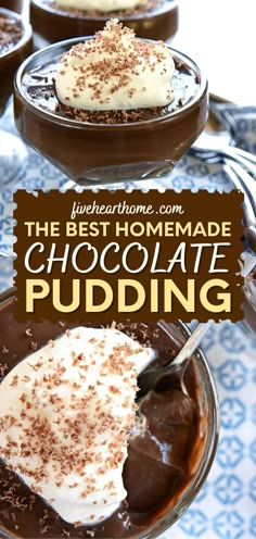 Once you try this quick and easy pudding recipe, you'll be saying goodbye to store-bought! Smooth and silky, rich and creamy, this Homemade Chocolate Pudding is the BEST. Serve it as one of your Thanksgiving desserts! Best Pudding Recipe, Home Made Pudding, Easy Chocolate Pudding, Chocolate Pudding Desserts, Homemade Vanilla Pudding, Perfect Christmas Dessert, Chocolate Pudding Recipe, Easy Pudding Recipes