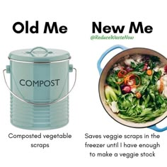 an old and new me composted veggie scraps in the same pot