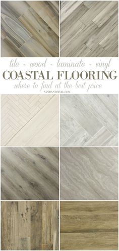 several different types of wood flooring with the words coastal flooring above it and below