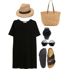 Outfits Oversize, Sandals Simple, Birkenstock Outfit, Summer Outfits Black, Oversize T Shirt, Looks Style, Outfit Casual