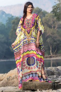 "ELEGANT , GORGEOUS & BEAUTIFUL ONE SIZE FIT ALL Beautiful hand embroider kaftans made with Rich quality of fabric & hand crafted by Skilled craftsmen. Fabric :- 100% Silk NATURE OF SILK One size. Fits size small to 6XL. Regular kaftan length is 60\" ( 153 cm ). (shorter kaftan length is possible Please let us know via email or put buyer note after purchase) Quality: Excellent (Best Quality On Our Stock) Absolutely Perfect for any Occasion... Be it a Relaxing Evening Entertaining Family/ Bollywood Style Dabka Embellished Tunic Kaftan, Embellished Kaftan With Kimono Sleeves For Eid, Eid Embellished Kaftan With Kimono Sleeves, Bollywood Style Dresses With Kimono Sleeves, Spring Kaftan With Embellished Kimono Sleeves, Festive Bohemian Kaftan With Dabka Detailing, Spring Embellished Kaftan With Kimono Sleeves, Festive Bohemian Kaftan With Dabka, Embellished Tunic Kurta For Summer