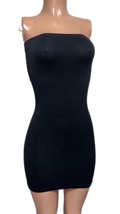 Blk strapless fitted seamless tunic slip top bodyshaper micro mini dress S/M Y2K Summer Strapless Dress With Built-in Bra And Stretch, Fitted Sleeveless Tube Top With Built-in Bra, Chic Mini Length Camisole With Built-in Bra, Bodycon Tank Top With Built-in Bra And Scoop Neck, Shapewear Mini Dress With Built-in Bra, Bodycon Camisole With Built-in Bra, Spring Bodycon Tank Top With Built-in Bra, Solid Shaping Shapewear For Summer, Summer Bodycon Dress With Built-in Bra And Straight Neckline