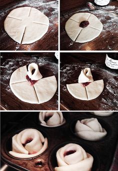 the process of making buns in a muffin tin