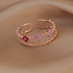 📌 Please Note: When adjusting the ring, please squeeze or expand the ring body slowly and gently. 💎 Materials: 14k Rose Gold Electroplated - more durable than regular platings Cubic Zirconia 📐 Size: Adjustable Open Design - Size 6+ Pink Blossom, Diamond Crystal, Pink Tourmaline, Ring Bracelet, Earring Necklace, Ring Necklace, Artisan Jewelry, Blue Topaz, Citrine