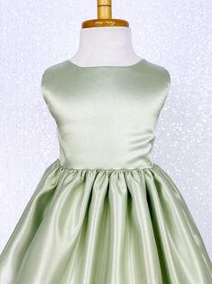 Sleeveless Pastel Sage Green Full Satin Gown Junior Toddler Wedding Flower Girl Bridesmaid Birthday Pageant Holiday Christmas Easter Summer - Etsy Pastel Sage Green, Fish Cut, Pageant Costumes, Frocks For Kids, St. Patrick’s Day, Party Photoshoot, Sleeveless Gown, Cut Dress, Wedding Flower Girl