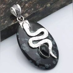 Snowflake Obsidian Black Onyx Gemstone Jewelry Pendant 925 Silver Plated Handmade Thanks For Visiting My Boutique Silver Obsidian Necklaces, Silver Obsidian Pendant Necklace, Silver Obsidian Gemstone Necklace, Silver Obsidian Necklace With Natural Stones, Snowflake Obsidian, Onyx Gemstone, Jewelry Pendant, Black Onyx, Pendant Jewelry