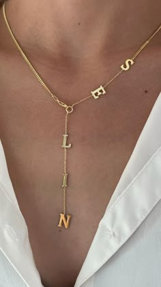 Necklace Initial Letter, Elle Argent, Christmast Gift, Letter Name Necklace, Initial Letter Necklace, Block Letters, Necklace Initial, Y Necklace, Jewelry Personalized