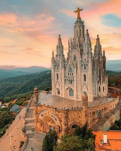 an aerial view of the cathedral in barcelona, spain