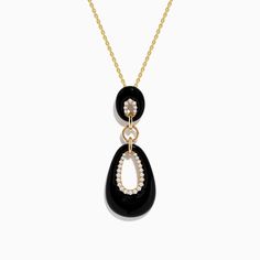 Eclipse 14K Yellow Gold Onyx and Diamond Pendant Effy Jewelry, Gold Yellow, Diamond Pendant, Onyx, Yellow Gold, Pendant Necklace, Pendant, Yellow, Gold