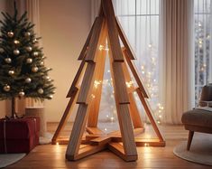 5' Wooden Christmas Tree Plans 2x1 Christmas Tree Decor Wood Christmas Tree Blueprint Easy to Build DIY Blueprints PDF Download - Etsy Diy Christmas Light Decorations, Wooden Christmas Trees Diy, Wooden Xmas Trees, Rustic Wood Cross, Tre Kunst, Christmas Diy Wood, Wooden Christmas Tree Decorations, Tree Plan, Pallet Christmas Tree