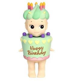 a toy figurine with a birthday cake on it