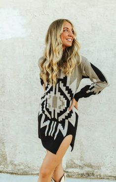 Ruidoso Rodeo Sweater Dress Cold Country Concert Outfit Winter, Texas Dress, Western Sweater, Rodeo Dress, Womens Western Fashion, Western Sweaters, Turquoise Christmas, Country Style Outfits, Western Graphic Tees