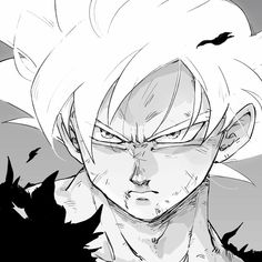 a black and white drawing of gohan from dragon ball zokue, with his eyes closed