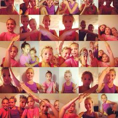 several pictures of children making heart shapes with their hands and arms in various positions, all smiling